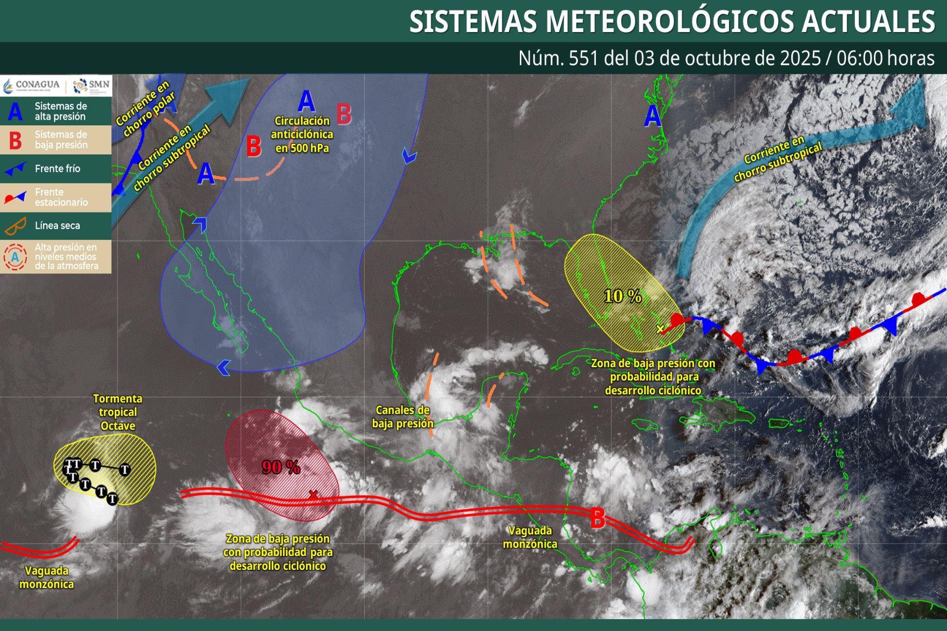Pronóstico Meteorológico General Matutino de hoy Viernes 03 de Octubre de 2025.
