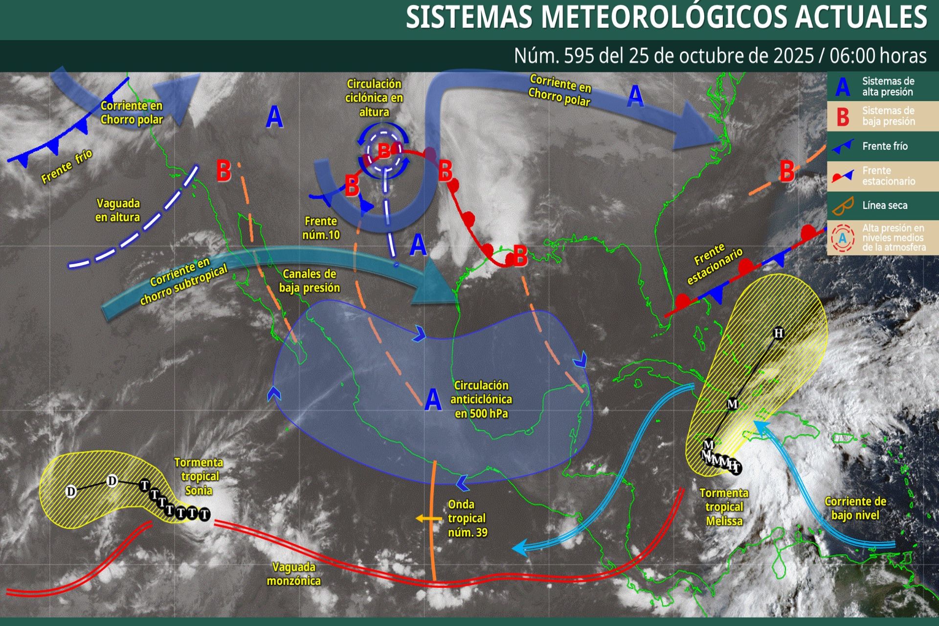 Pronóstico Meteorológico General Matutino de hoy Sábado 25 de Octubre de 2025.