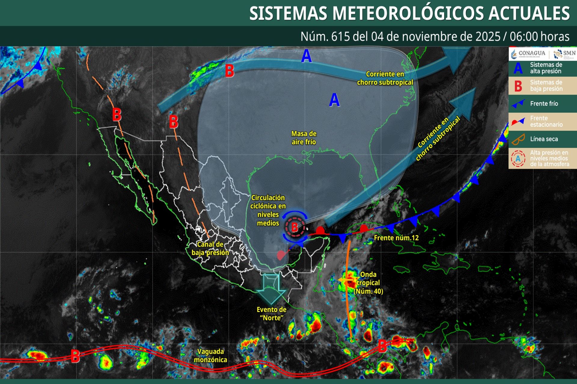 Pronóstico Meteorológico General Matutino de hoy Martes 04 de Noviembre de 2025.