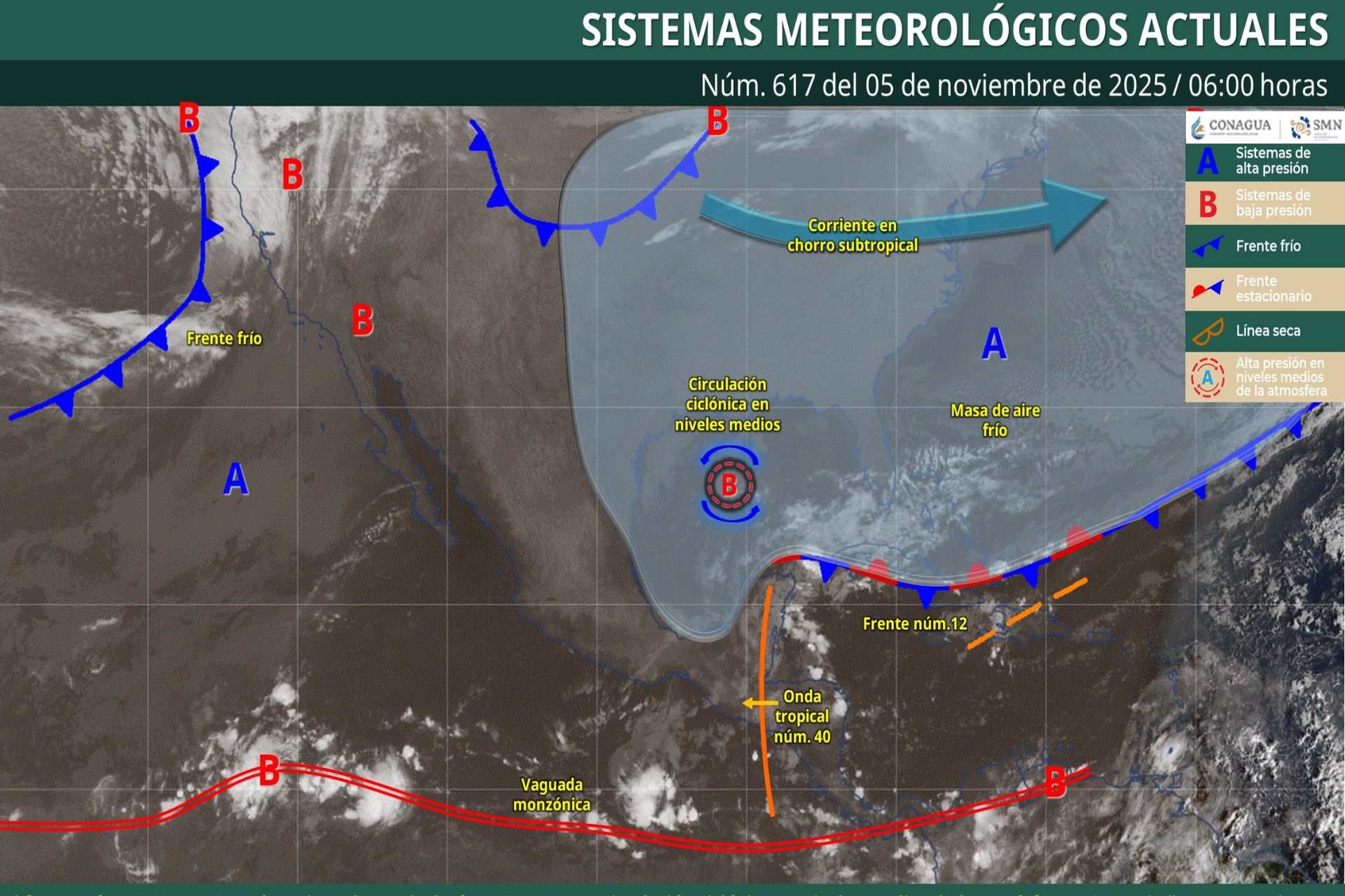 Pronóstico Meteorológico General Matutino de hoy Miércoles 05 de Noviembre de 2025.