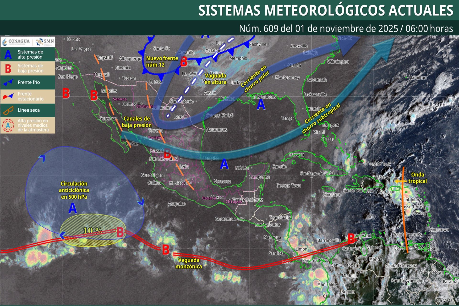 Pronóstico Meteorológico General Matutino de hoy Sábado 01 de Noviembre de 2025.