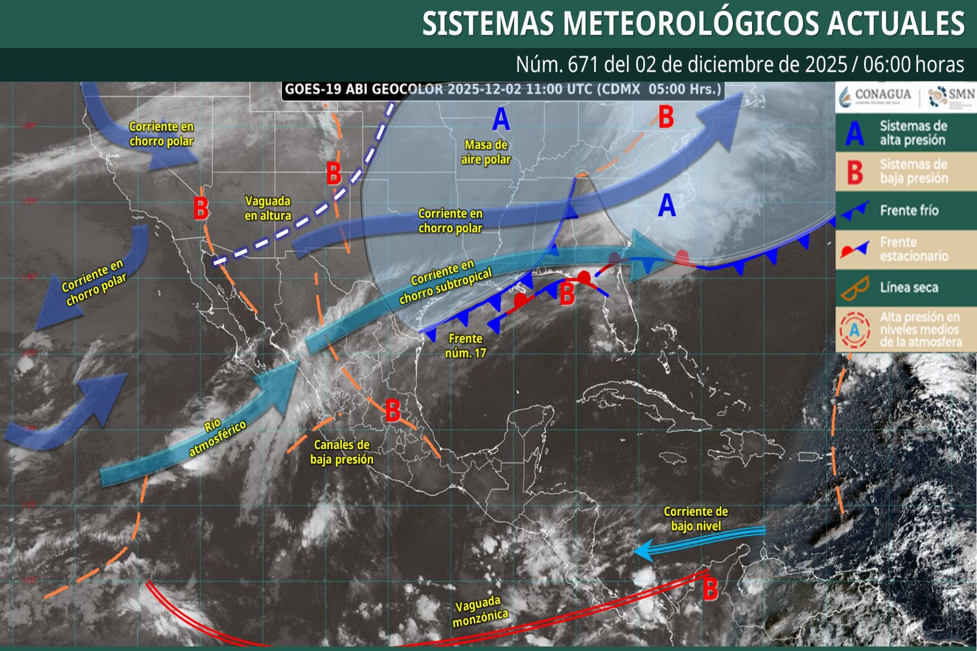 Pronóstico Meteorológico General Matutino de hoy Martes 02 de Diciembre de 2025.