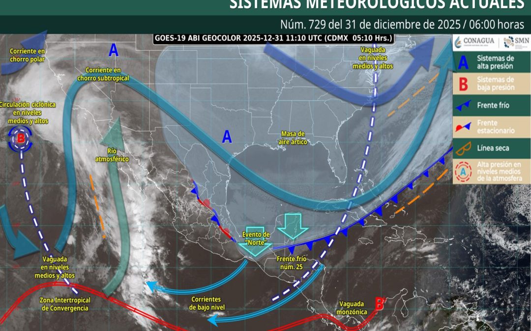 Pronóstico Meteorológico General Matutino de hoy Miércoles 31 de Diciembre de 2026