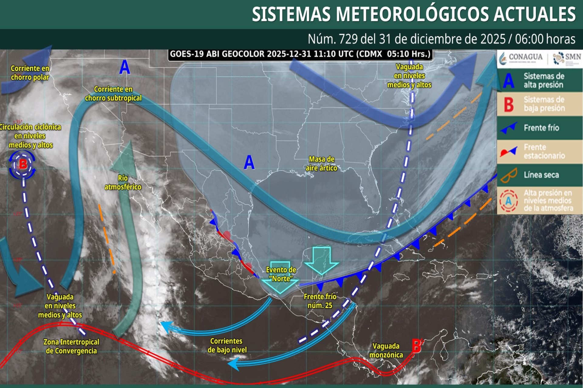 Pronóstico Meteorológico General Matutino de hoy Miércoles 31 de Diciembre de 2026
