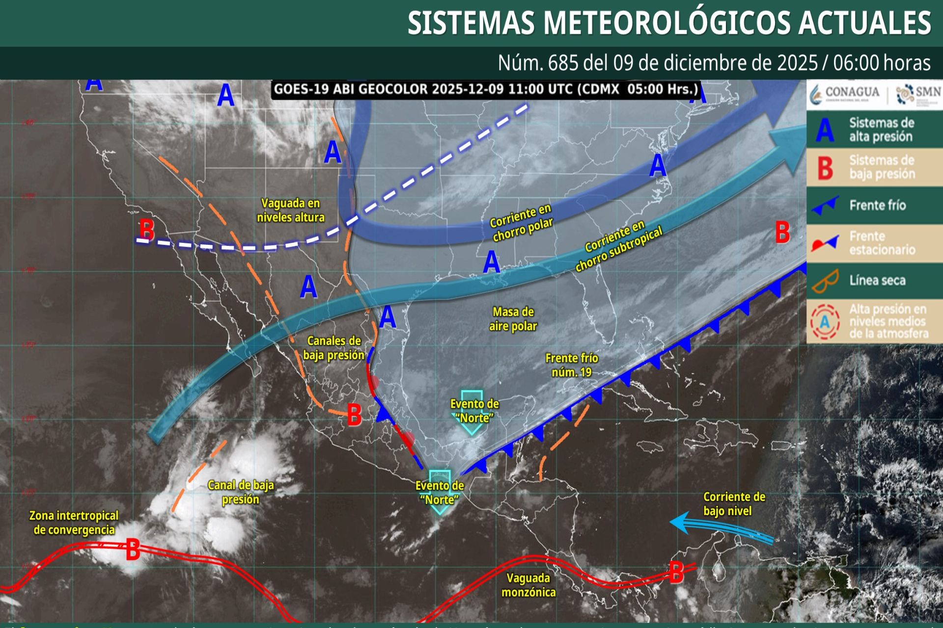 Pronóstico Meteorológico General Matutino de hoy Martes 09 de Diciembre de 2025.
