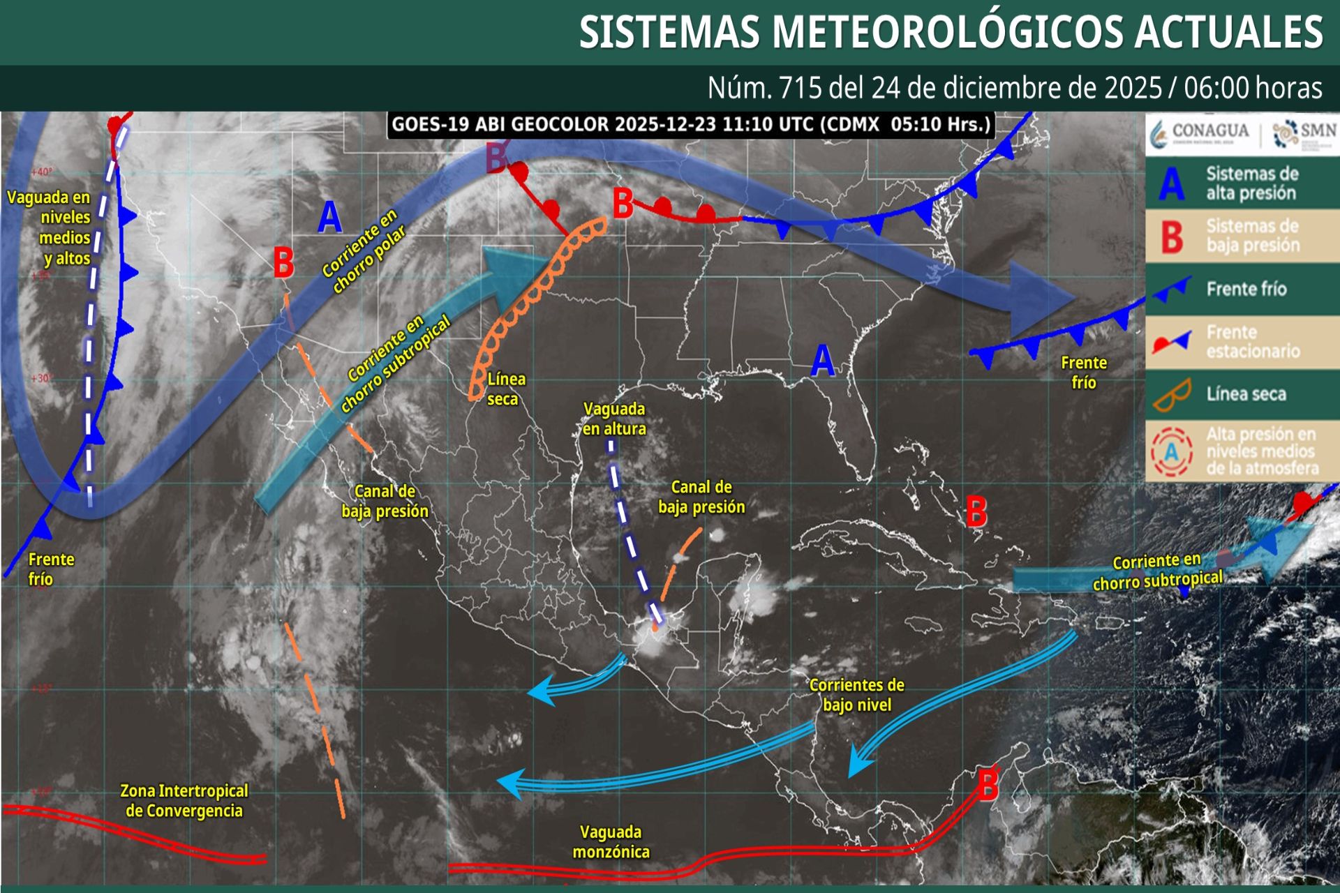 Pronóstico Meteorológico General Matutino de hoy Miércoles 24 de Diciembre de 2025.