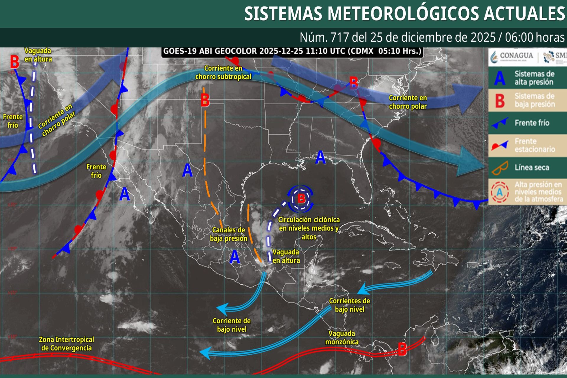 Pronóstico Meteorológico General Matutino de hoy Jueves 25 de Diciembre de 2025.