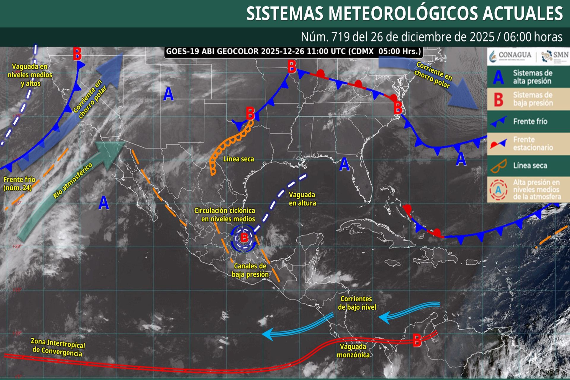 Pronóstico Meteorológico General Matutino de hoy Viernes de Diciembre de 2025.