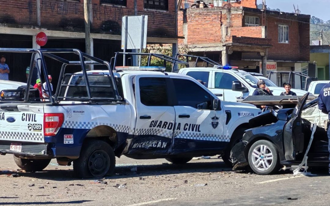 Accidente múltiple en la Pátzcuaro–Quiroga deja ocho lesionados; involucrada patrulla de la Guardia Civil