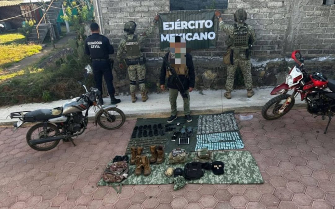 Presunto líder delincuencial es detenido en Zirahuén con armas y droga: SSP