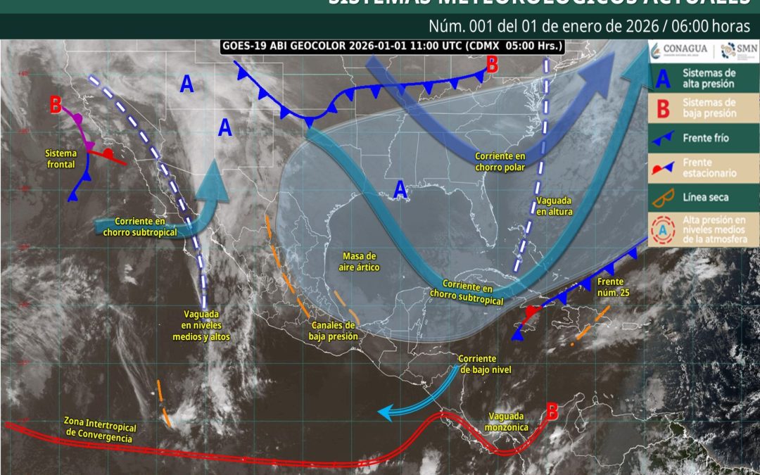 Pronóstico Meteorológico General Matutino de hoy Jueves 01 de Enero de 2026.
