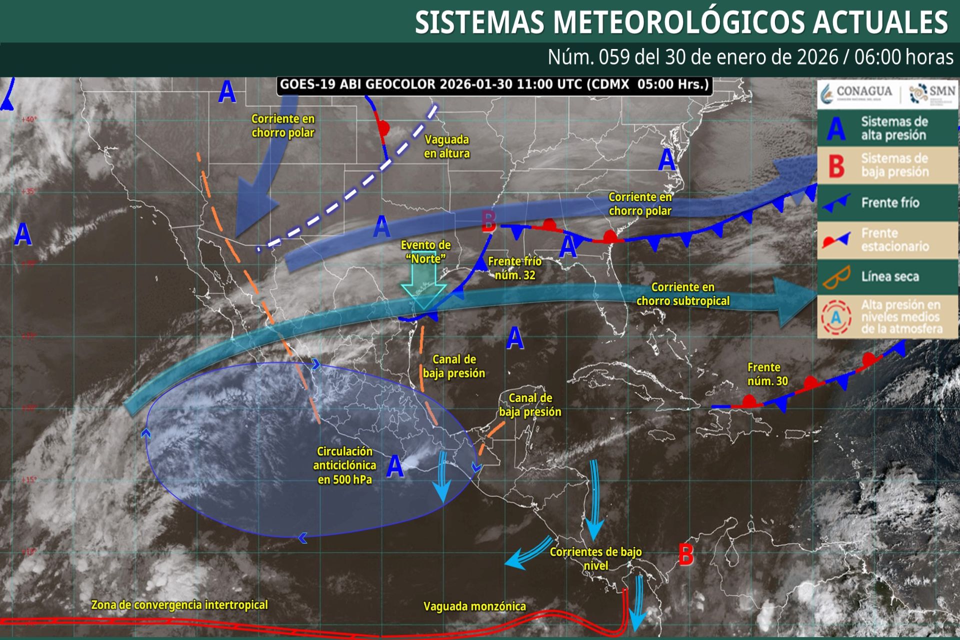 Pronóstico Meteorológico General Matutino de hoy Viernes 30 de Enero de 2026.