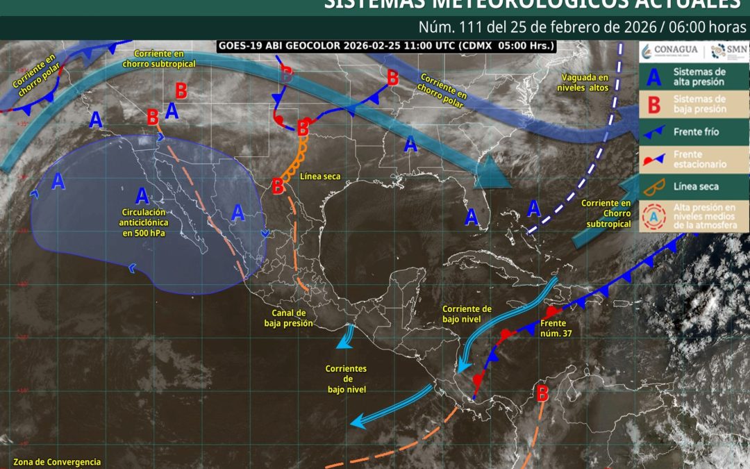 Pronóstico Meteorológico General Matutino de hoy Miércoles 25 de Febnrero de 2026.