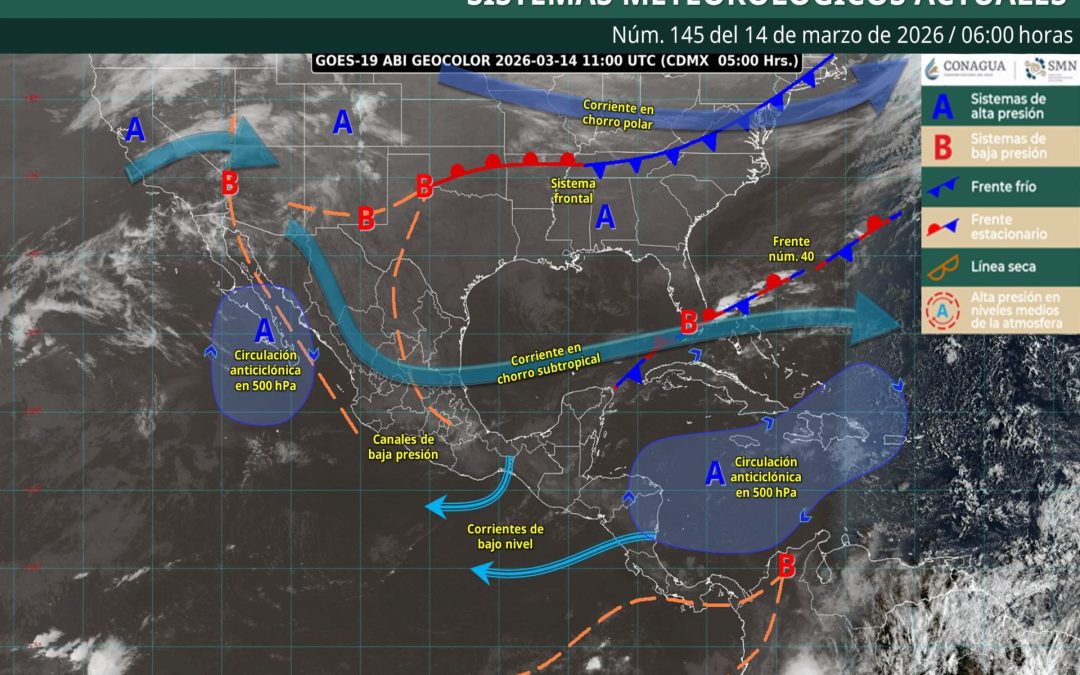 Pronóstico Meteorológico General Matutino de hoy Sábado 14 de Marzo de 2026.