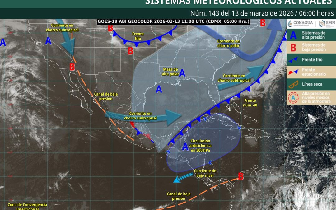 Pronóstico Meteorológico General Matutino de hoy Viernes 13 de Marzo de 2026.