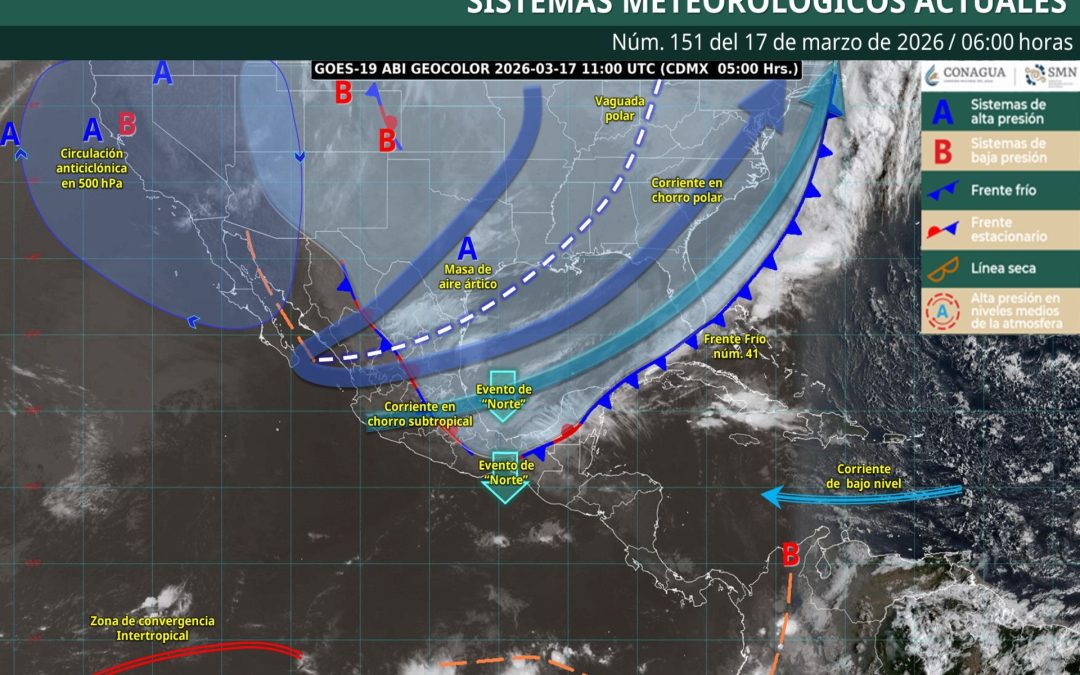 Pronóstico Meteorológico General Matutino de hoy Martes 17 de Marzo de 2026.