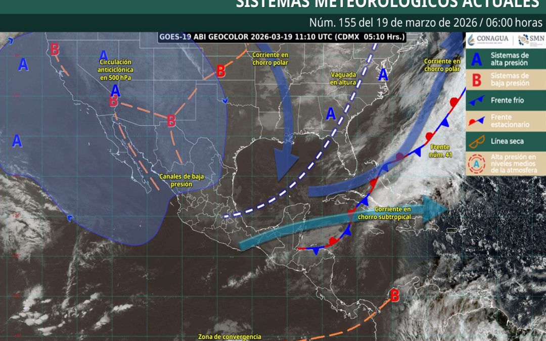 Pronóstico Meteorológico General Matutino de hoy Jueves 19 de Marzo de 2026.