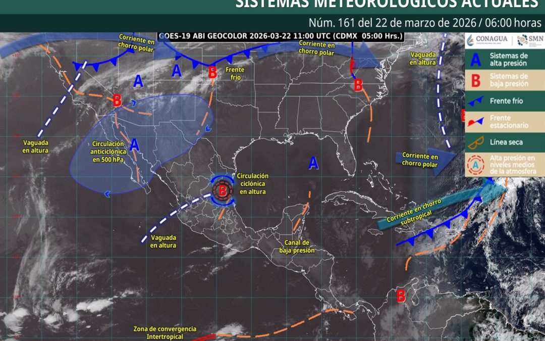 Pronóstico Meteorológico General Matutino de hoy Domingo 22 de Marzo de 2026.