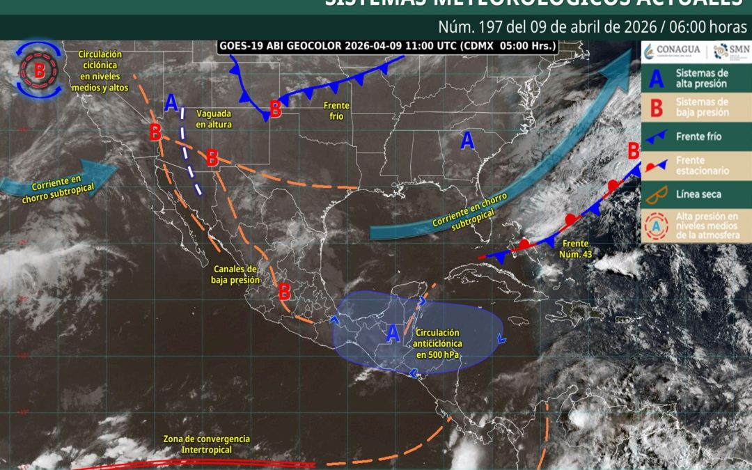 Pronóstico Meteorológico General Matutino de hoy Jueves 09 de Abril de 2026.