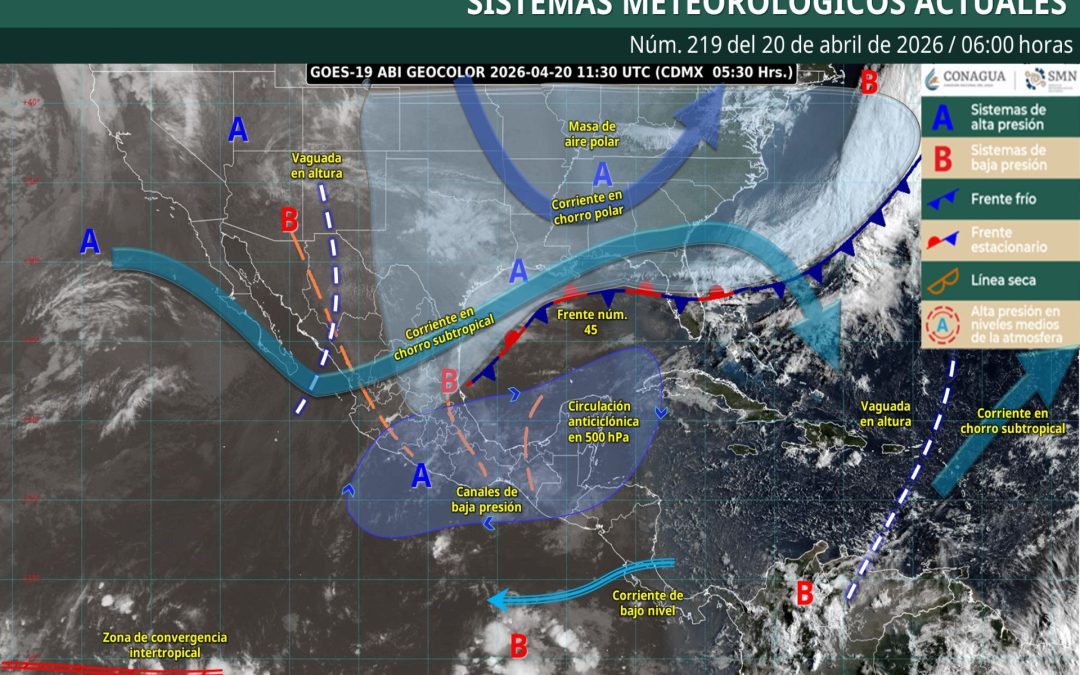 Pronóstico Meteorológico General Matutino de hoy 20 de Abril de 2026.