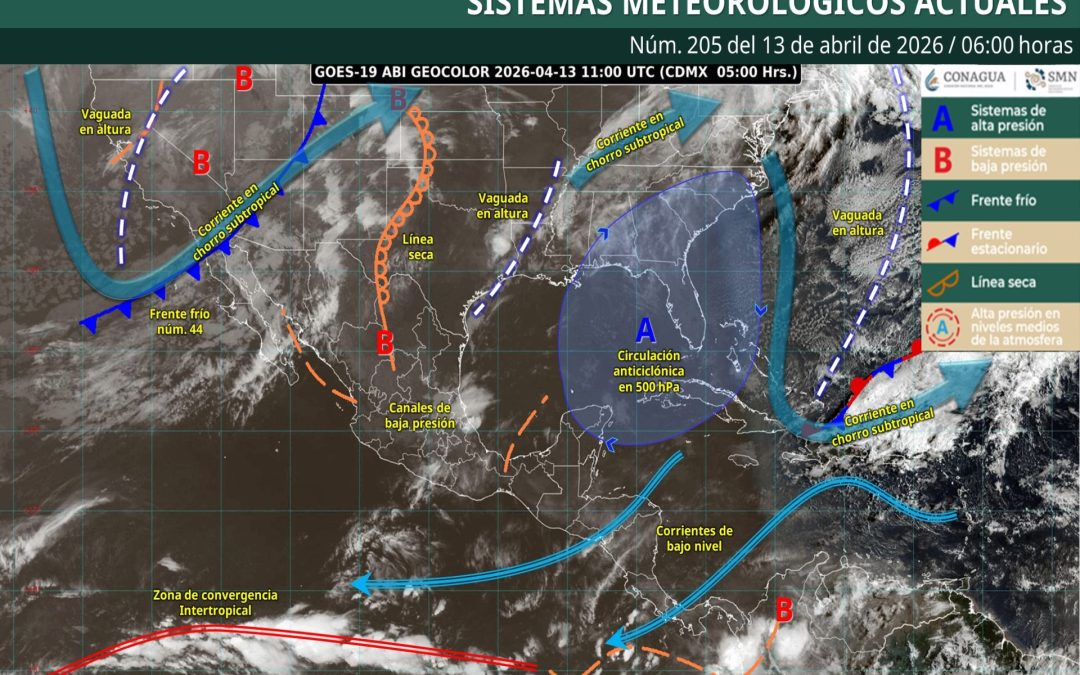 Pronóstico Meteorológico General Matutino de hoy Lunes 13 de Abril de 2026.