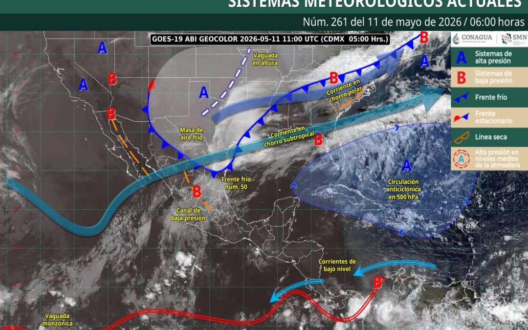 Pronóstico Meteorológico General Matutino de hoy Lunes 11 de Mayo de 2026.
