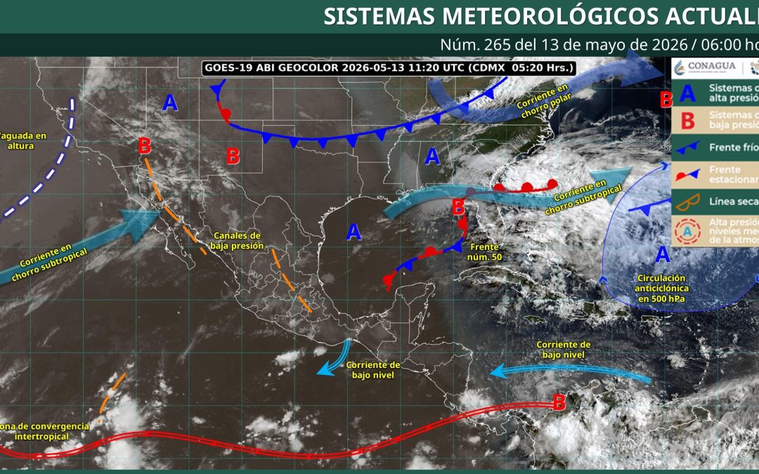 Pronóstico Meteorológico General Matutino de hoy Miércoles 13 de Mayo de 2026.