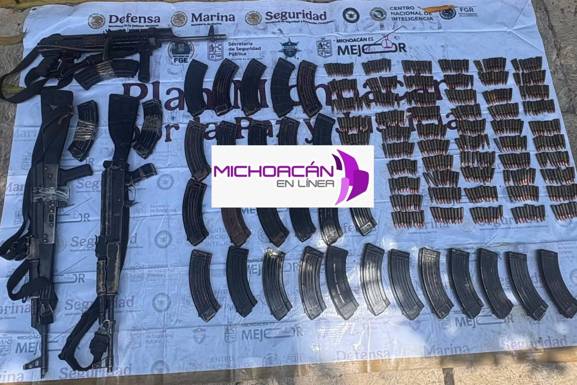 Fuerzas federales y estatales decomisan armamento de alto poder en Parácuaro
