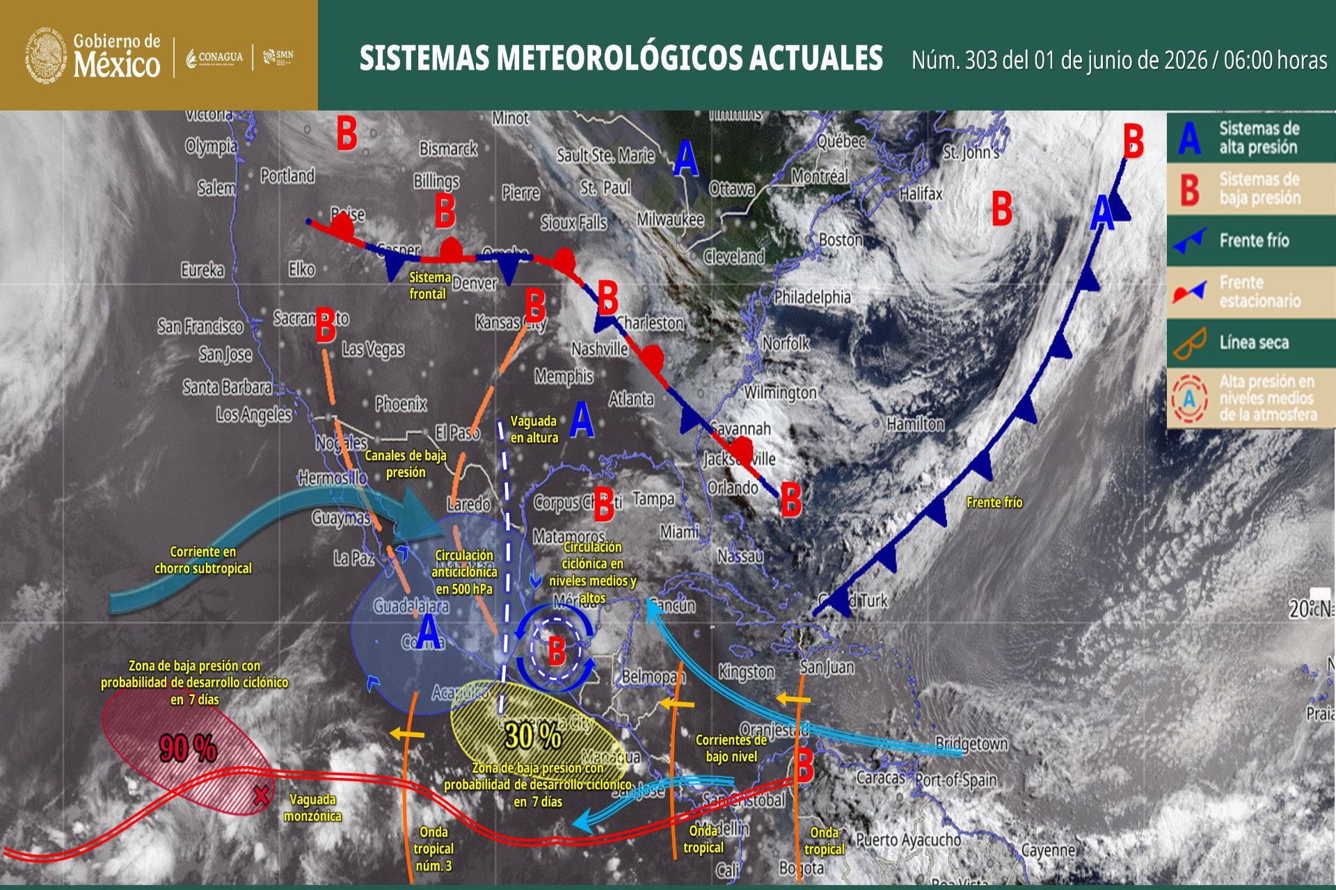Pronóstico Meteorológico General Matutino de hoy 01 de Junio de 2026.